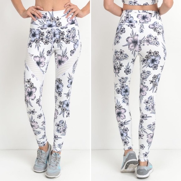 Hibiscus Ribbed Mesh Moto Legging - Picture 7 of 8